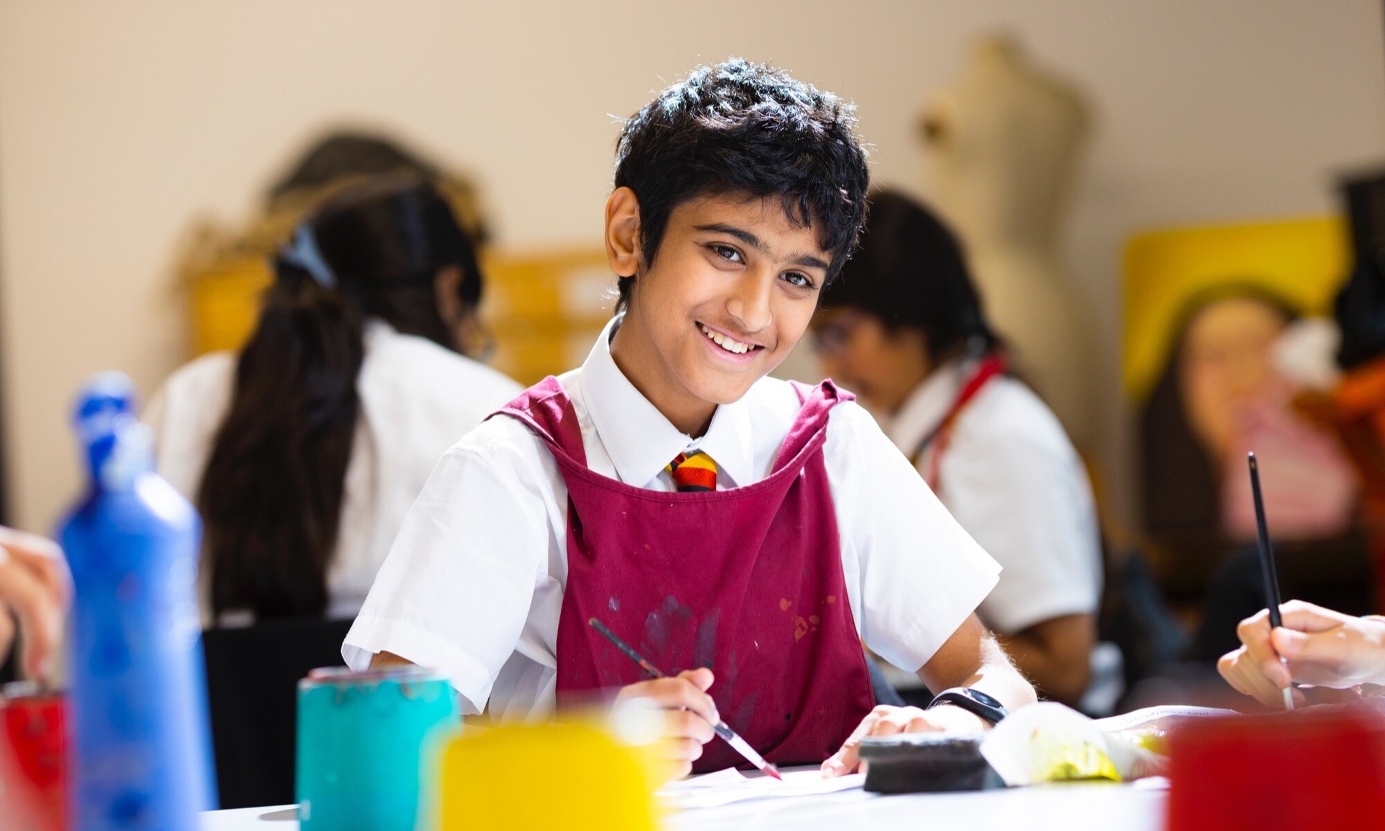 Burnham grammar student in art class